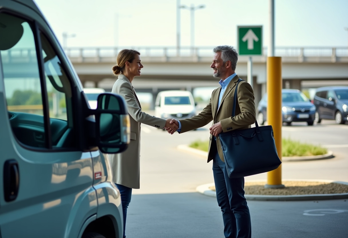 Deux collègues se serrant la main près d