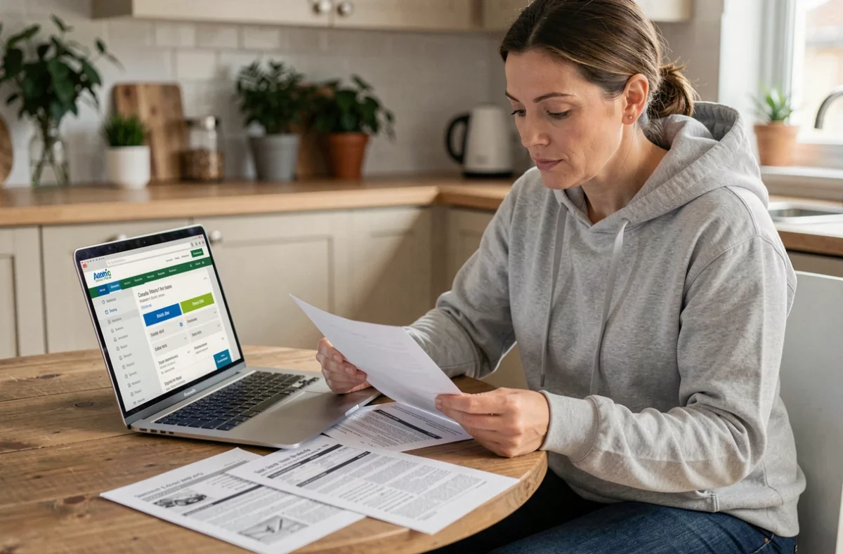 Femme comparant des devis en ligne pour le remplacement d'une courroie de distribution