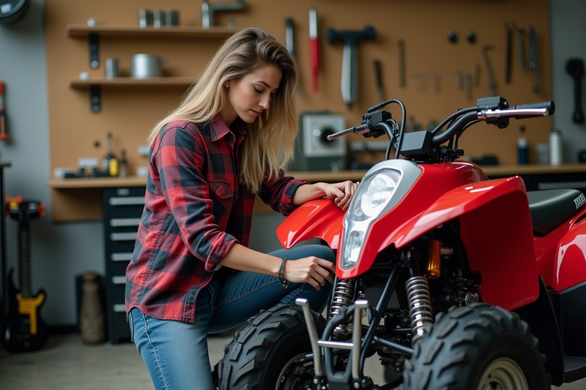 Femme inspecte la chaîne d