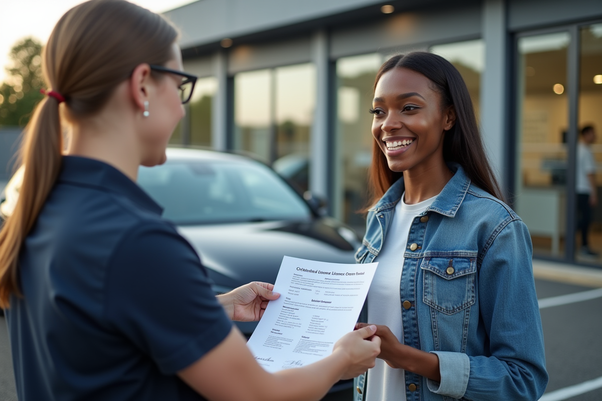 Instructeur remettant le permis C2 à un élève souriant devant l