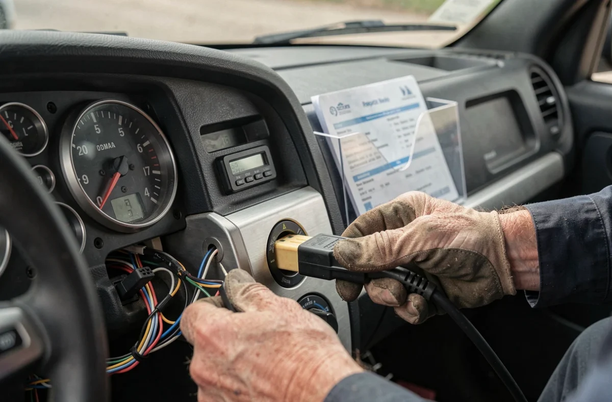 Tableau de bord d'un buggy homologué avec diagnostic électronique et documents administratifs