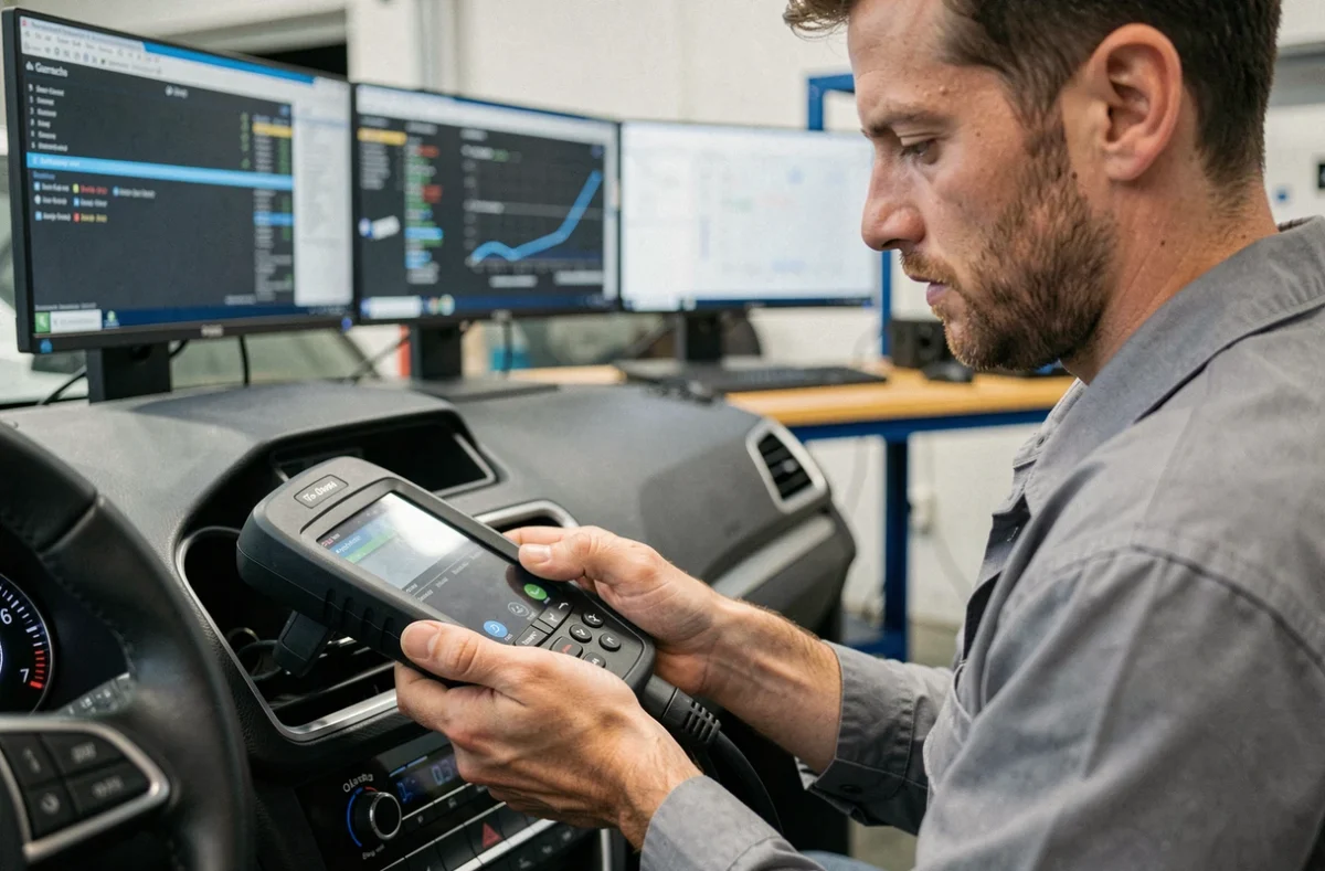 Technicien TBL AUTO effectuant un diagnostic approfondi sur un véhicule à La Garnache